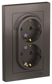 Розетка двойная с заземлением, 16А, в сборе, МОККО Schneider Electric ATLASDESIGN ATN000624