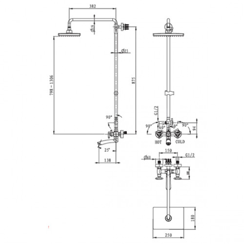 Душевая система KAISER Trio (57288Br)