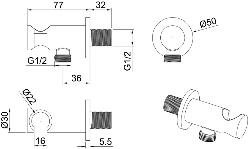 Шланговое подключение для душа Allen Brau Priority 5.31015-31