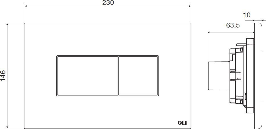 Кнопка смыва Oli KARISMA 23х7.3х14.6 , пластик, цвет Хром матовый (641006)