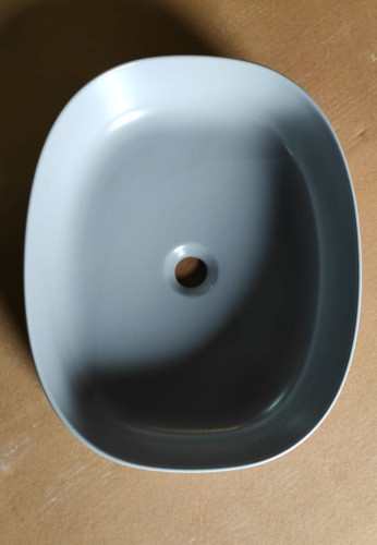 White Ceramic Jumper, накладная прямоугольная раковина 50x40x13h см, цвет серый матовый