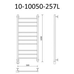 Полотенцесушитель электрический ВИД 10 100х50 левый, эко г/г, Маргроид