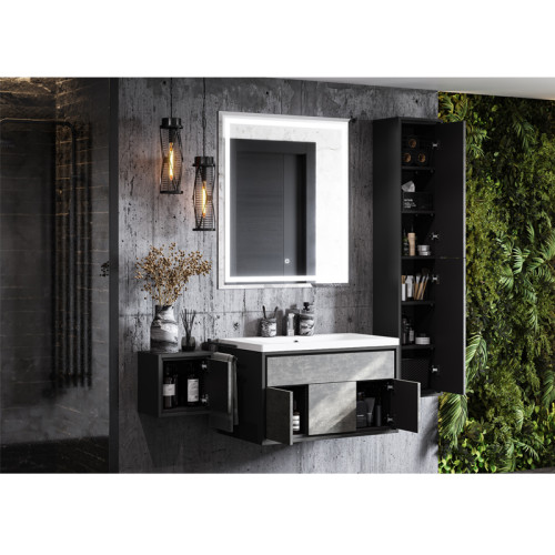 Тумба под раковину AQUATON Уэльс 80 NEW, подвесная, графит (1A267901WA6A0)