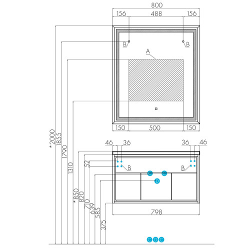 Тумба под раковину AQUATON Уэльс 80 NEW, подвесная, графит (1A267901WA6A0)
