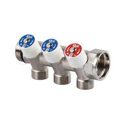 Коллектор распределительный SR Rubinetterie со встроенными клапанами 1&quot;х1/2&quot; на 3 выхода