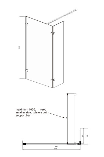 Душевая перегородка Ambassador Walk-in 15031107 (1100x2000)