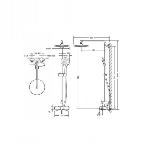Душевая колонна со смесителем для душа Bravat PALACE хром (F9172217CP-A-RUS)
