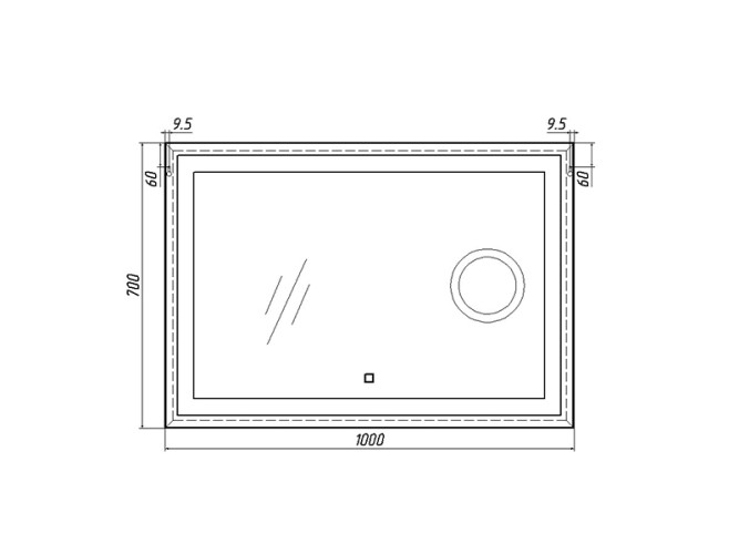 Зеркало Even 100 alum (линза) с подсветкой Sansa