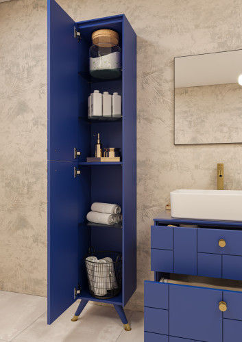 Пенал подвесной 36 FOUR без ящика синий матовый левый LEVEL