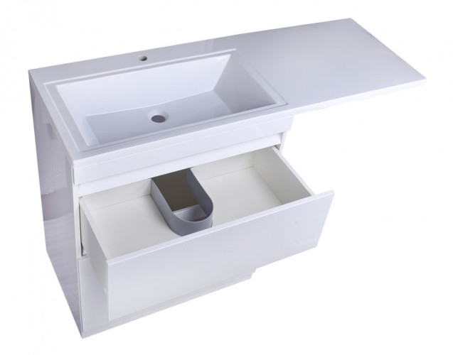 Тумба напольная Style Line Даллас 150, 2 ящика, Люкс белая, PLUS