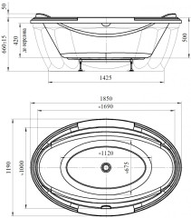 Акриловая ванна Radomir Fra Grande Гранада 185x119