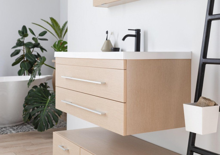 Тумба с раковиной Aquanet Нота NEW 100 светлый дуб