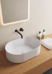 Olympia Open, накладная овальная раковина 60x40xh17 см, с донным клапаном, цвет белый глянцевый