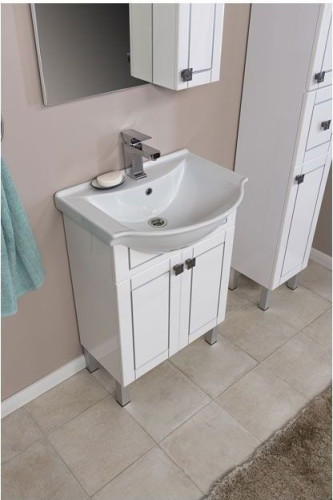 Тумба с раковиной Aquanet Честер 60 белый/серебро