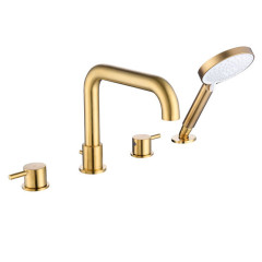 DON смеситель для ванны и душа на борт ванны (4 отв.), с душ.комплектом (мат.золото) Caprigo 53-410-BRG