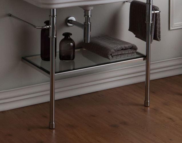 Stil Haus Elite, настенная металлическая консоль с стеклянной полкой, цвет хром