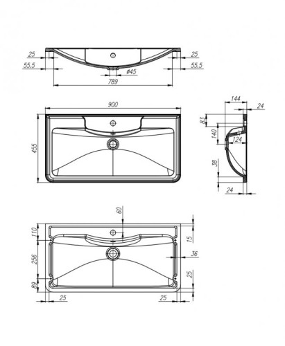 База под раковину подвесная BelBagno ALBANO-900-2C-SO-PS