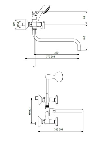 BA262AA TRINITY Смеситель для ванны/душа
