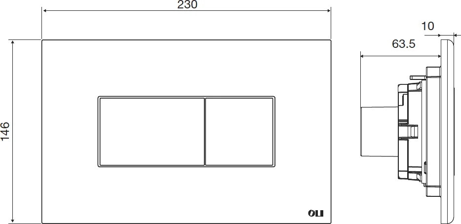 Кнопка смыва Oli KARISMA 23х7.3х14.6 для инсталляции, пластик, цвет Черный (641015)