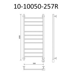 Полотенцесушитель электрический ВИД 10 100х50 правый, эко г/г, Маргроид