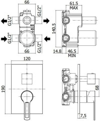 Смеситель для душа Paffoni Ringo RIN018CR/M (с внутренней частью)