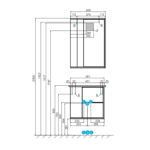 Тумба под раковину AQUATON БОСТОН 60 дуб светлый (1A252501BN010)