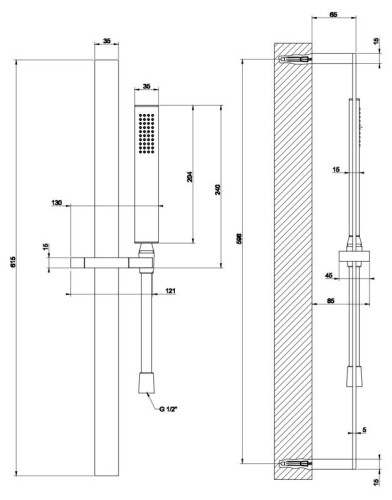 Штанга для душа Gessi Rettangolo 20145.031