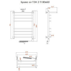 Полотенцесушитель Браво эл ТЭН 2 П 80*60 (ЛЦ4)