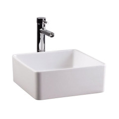 Раковина beWash Ontario квадратная на столешицу без отверстия под смеситель цвет белый глянец размер 390 мм 35391001