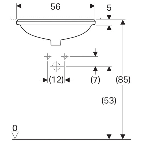 Раковина встраиваемая снизу Geberit VariForm 42х56х18.1, фаянс, цвет Белый (500.752.01.2)