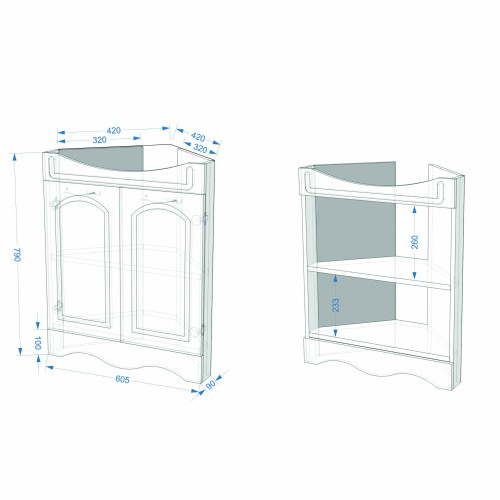 Тумба для комплекта Francesca Империя 65 угловая венге
