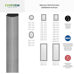 Зеркало настенное с гравировкой EVOFORM в багетной раме серебряная кольчуга, 67х157 см, BY 4544