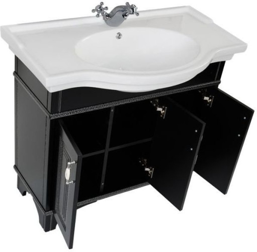 Тумба с раковиной Aquanet Валенса 100 черный краколет/серебро