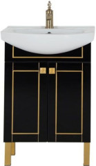 Тумба с раковиной Aquanet Честер 60 черный/золото