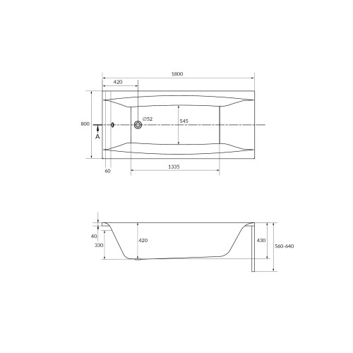 Ванна прямоугольная Cersanit VIRGO 180x80 с ножками белый