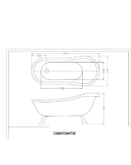 Акриловая ванна Ceruttispa Vico CT7205 на львиных алюминиевых золотых лапах 1500x750x730