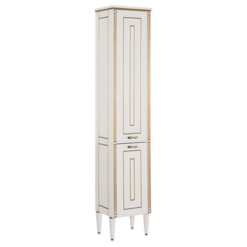 Шкаф-пенал для ванной Aquanet Паола 40 белый/золото