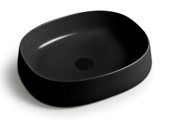 White Ceramic Jumper, накладная прямоугольная раковина 50x40x13h см, цвет черный матовый