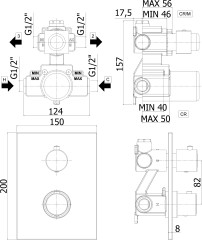 Смеситель встраиваемый для ванны с душем Paffoni Light LIQ518NO/M