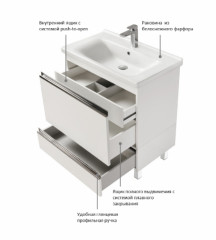 Тумба под раковину AQUATON Капри 60 подвесная, белая (1A230101KP010)