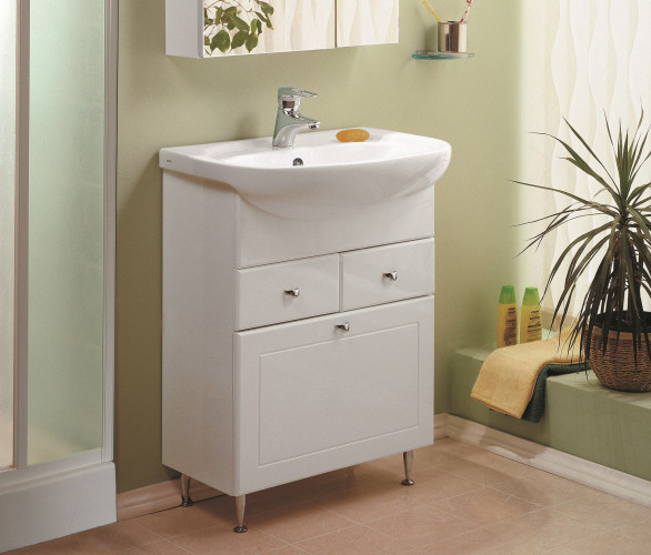 Тумба под раковину AQUATON Норма 65 напольная, с корзиной для белья, белая (1A054901NO010)