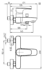 Смеситель Paini Parallel 47CR111