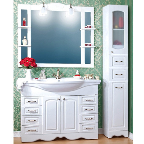 Зеркало Бриклаер Анна 120 4627125411359 с подсветкой Белое глянцевое