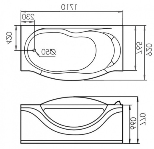 Акриловая ванна Gemy G9072 C 171x92