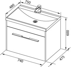 Тумба с раковиной Aquanet Августа 75 дуб сонома