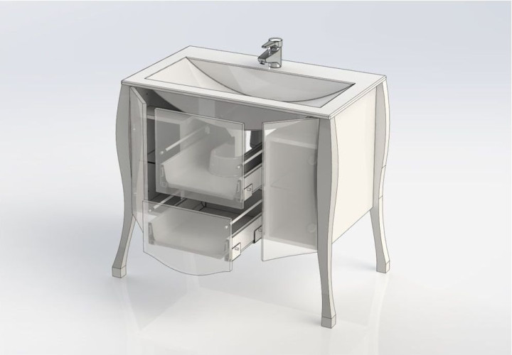 Тумба с раковиной Aquanet Виктория 90 белый/золото