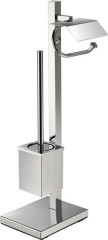 Sanibano, стойка: ерш металлический квадратный + бумагодержатель с крышкой, цвет хром