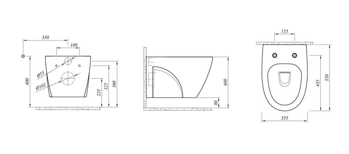Унитаз подвесной KALE STIL безободковый в комплекте с сиденьем