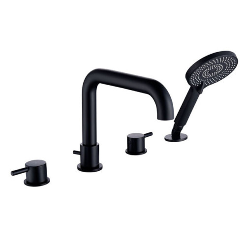 DON смеситель для ванны и душа на борт ванны (4 отв.), с душ.комплектом (черный) Caprigo 53-410-NER