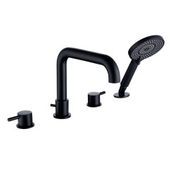 DON смеситель для ванны и душа на борт ванны (4 отв.), с душ.комплектом (черный) Caprigo 53-410-NER